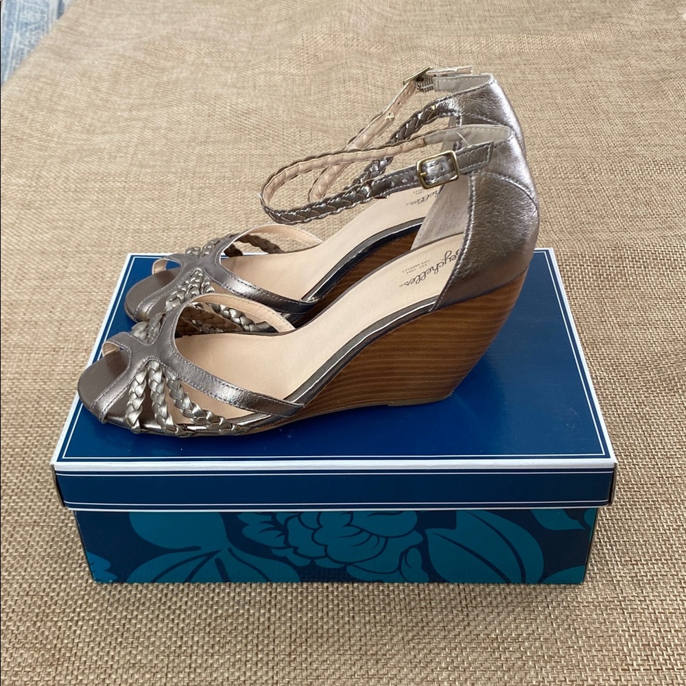 Seychelles Metallic Silver-Bronze Like a lady Braided Wedge Sandals size 11 - Picture 5 of 7